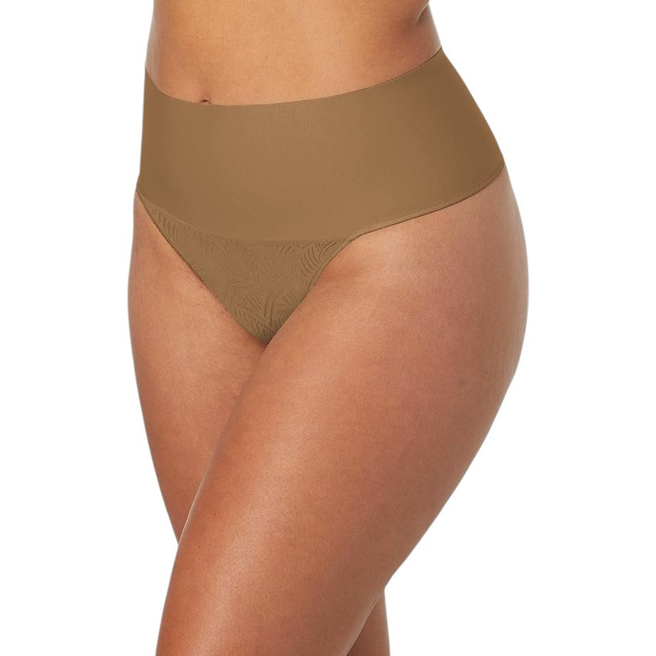 Maidenform Womens Firm Control Waist Shapewear Thong, Medium, Caramel Swing Lace