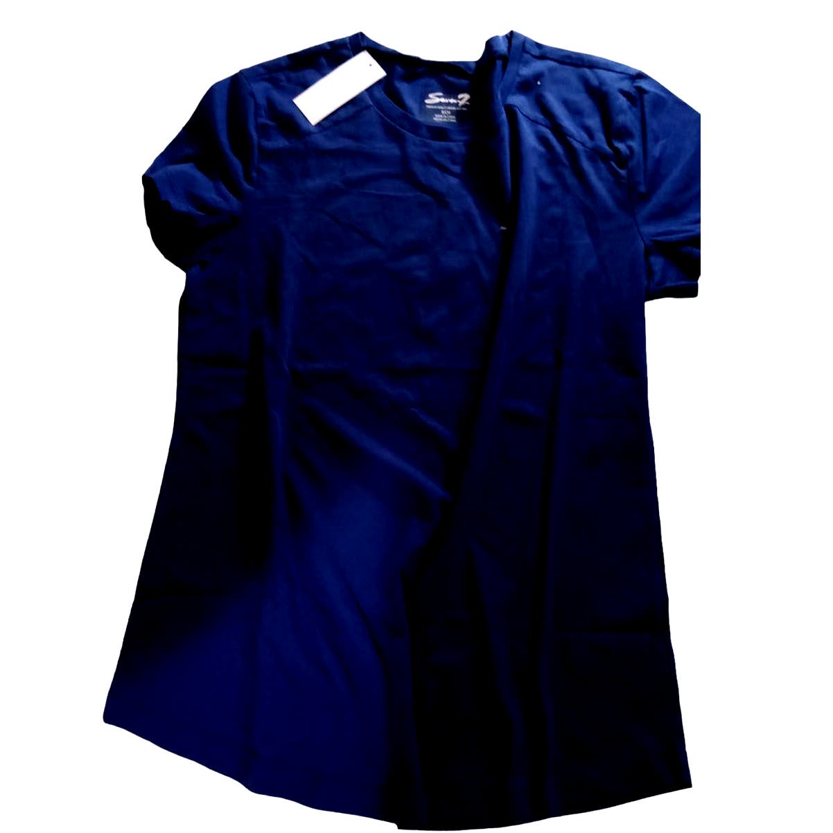 Seven7 Women Small Cotton Crew Neck Short Sleeve T-Shirt (Navy Blue)