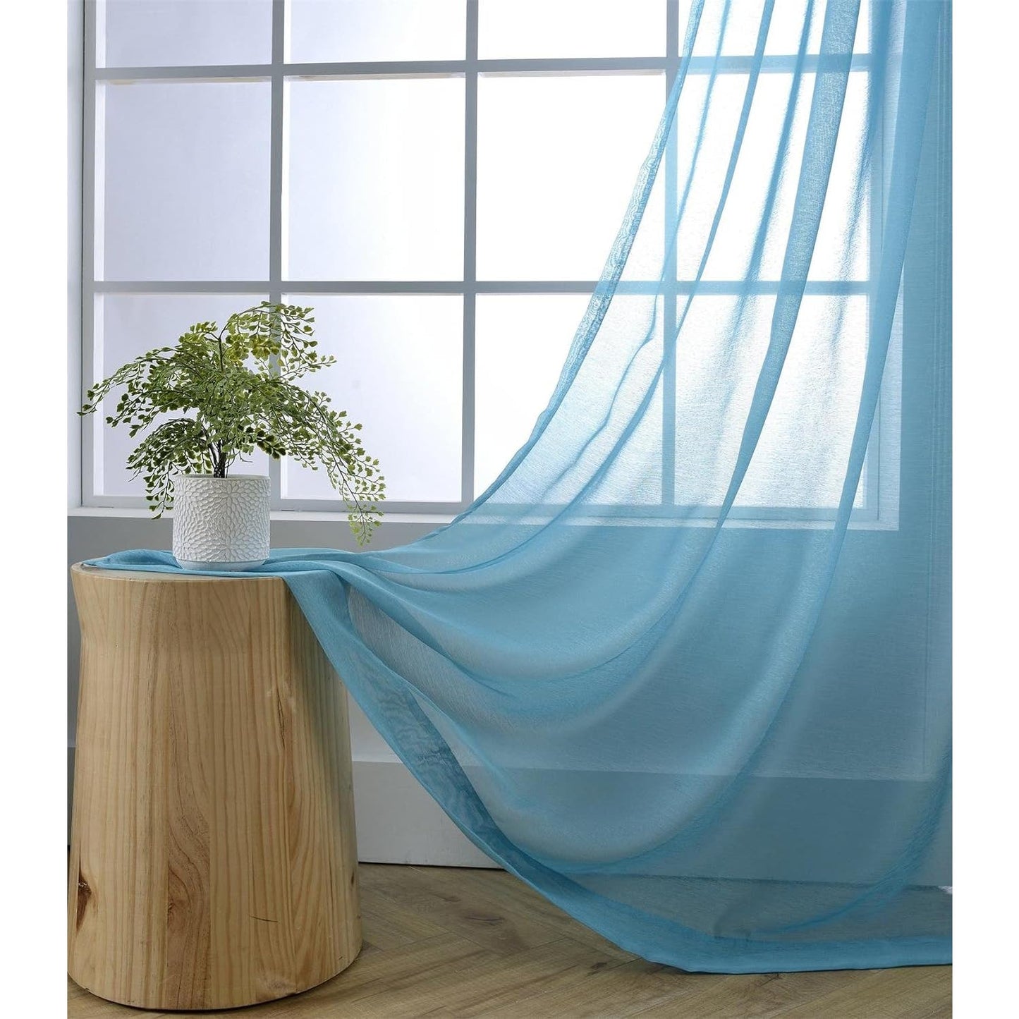 Turquoise Weave Sheer Curtains, 2 Panels @ 52"W x 84"L