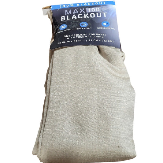 Blackout Prescott 100% Blackout Grommet Single Curtain Panel, 50"W x 84"L, Linen