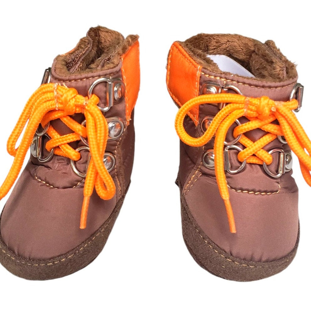 Rising Star Baby Size 1 (3-6 Months) Brown w/ Orange Laces Pre-Walker Boots