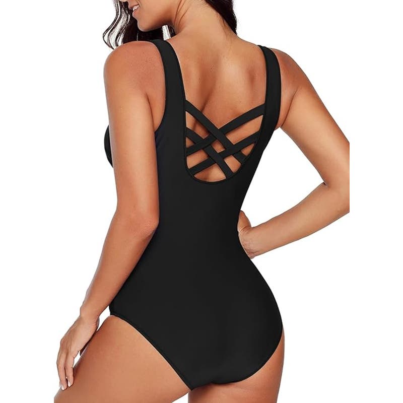 One Piece Swimwear Swimsuits Tummy Control Bathing Suits Slimming Black X-Large