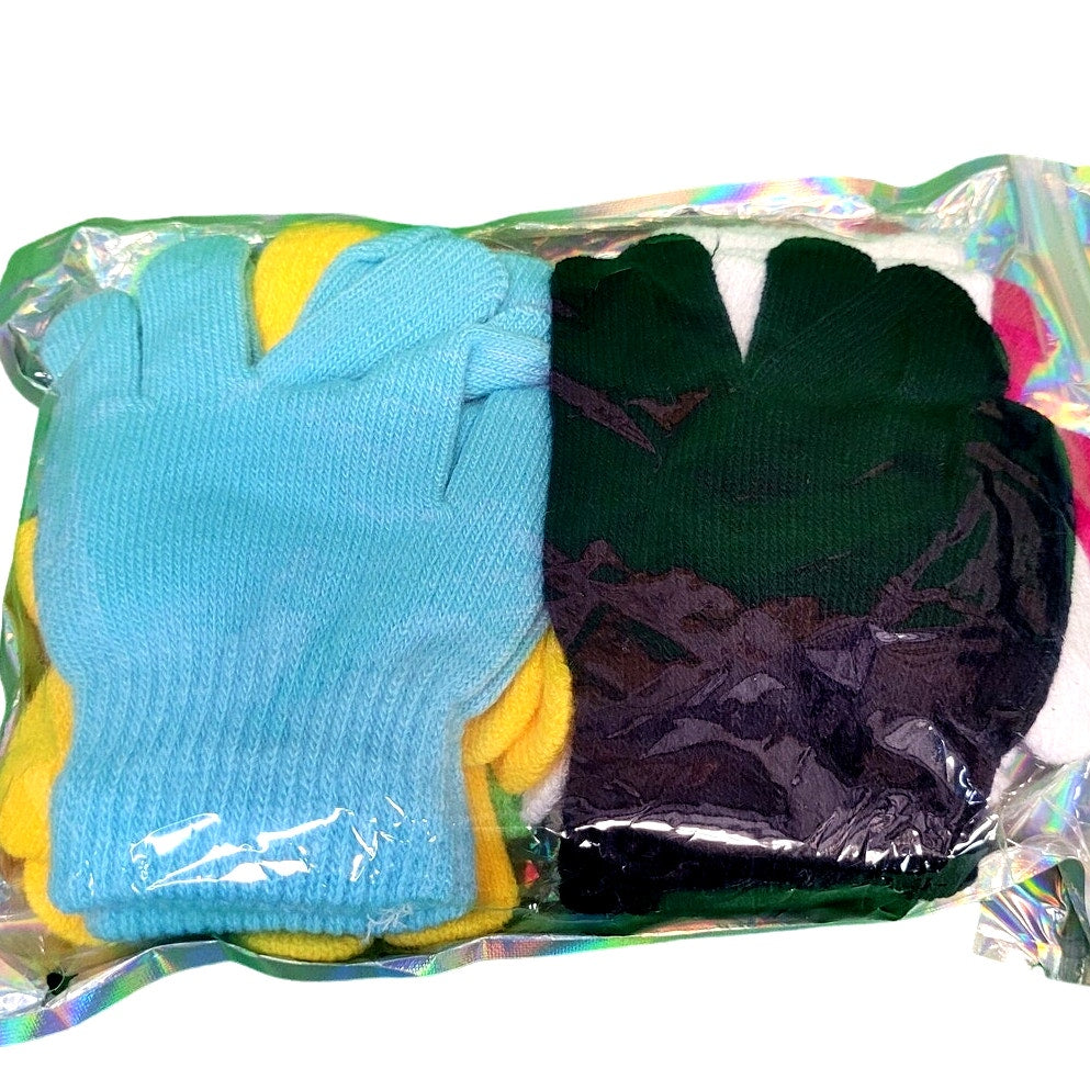 6 Pairs, 6 Colors, Kids Winter Knit Gloves, Size 4-6 Yr Unisex Children's Gloves