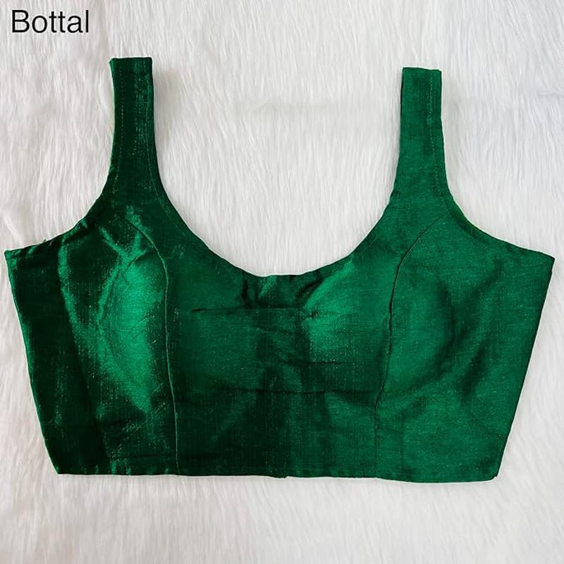 RoohVastra Indian Ready To Wear Heavy Silk Sleeveless Blouse, Green, 36 Bust