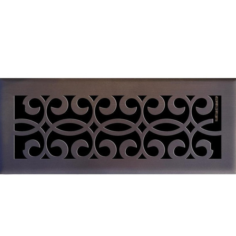 Classic Scroll 4" x 12" Steel Floor Register Oil Rubbed Bronze (OD 5.5" x 13.5")