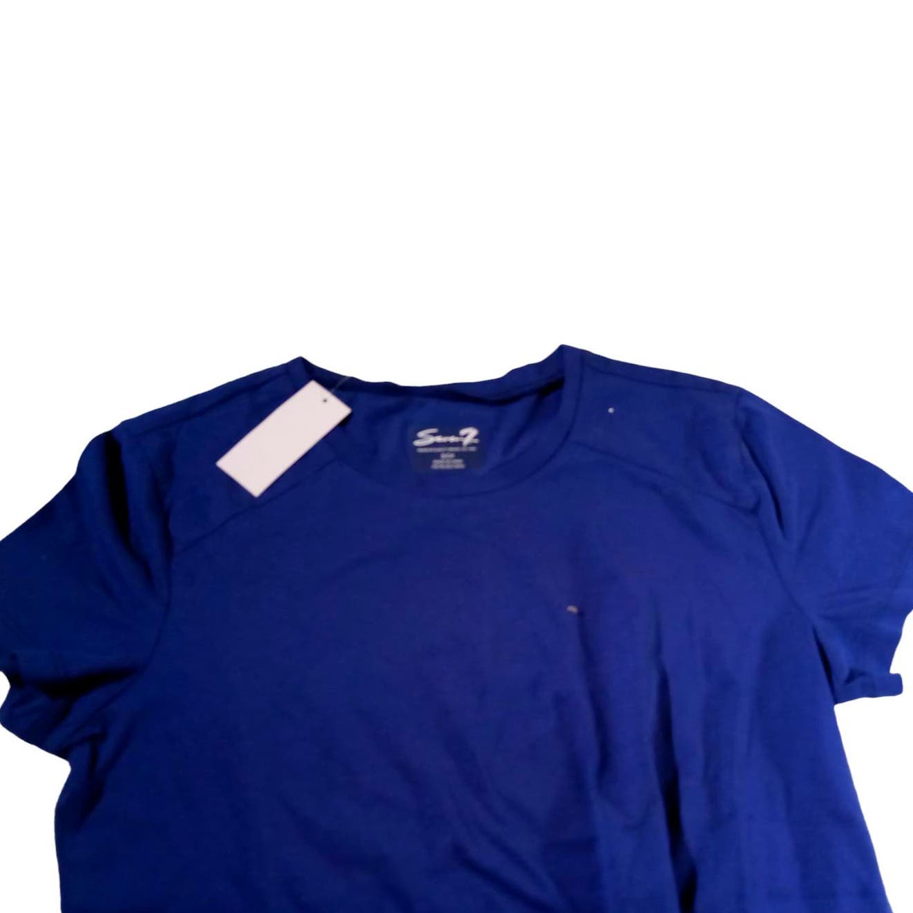 Seven7 Women Small Cotton Crew Neck Short Sleeve T-Shirt (Navy Blue)