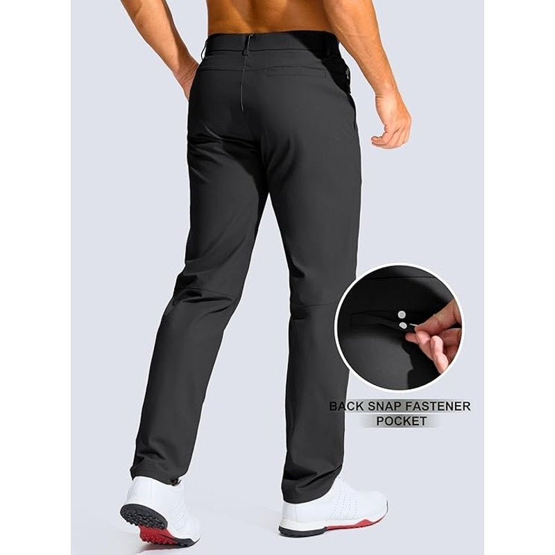 Men's Golf Pants, Stretch Lightweight, Zipper Pockets, Dark Gray, 40"W x 30"L