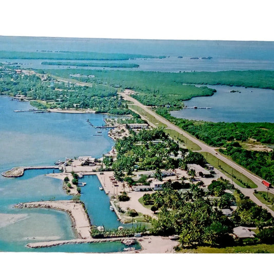 Aerial View Tropical Reef Resort, Islamorada Overseas Hwy, VTG Postcard, c1960