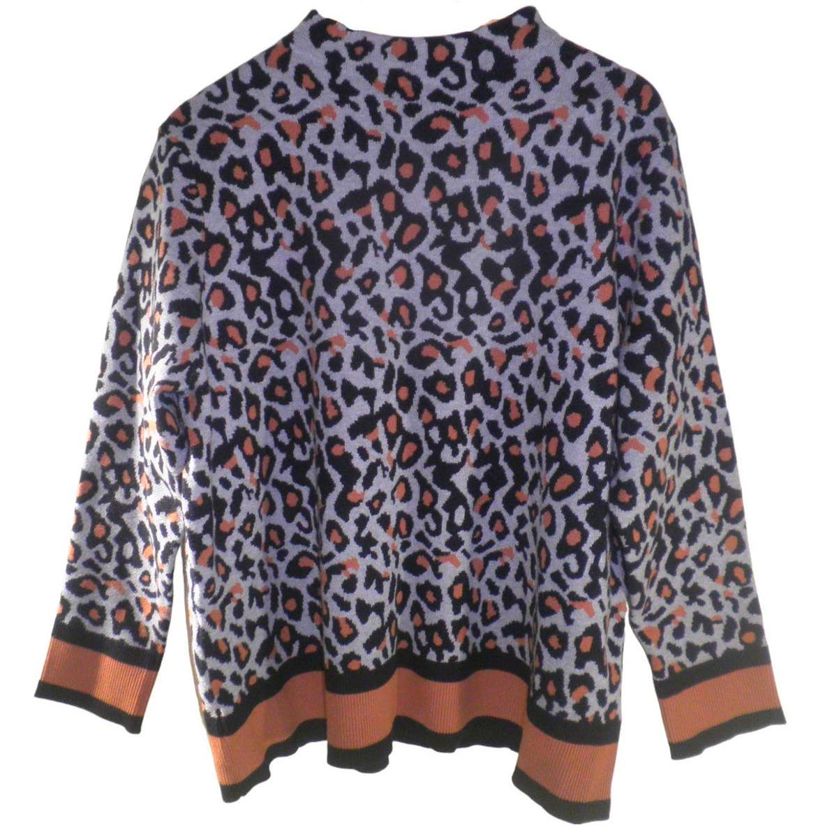 TRIBAL CHANDAIL TRICOT "ANIMAL PRINT" BLACK, GREY & CAMEL, FUNNEL NECK SWEATER