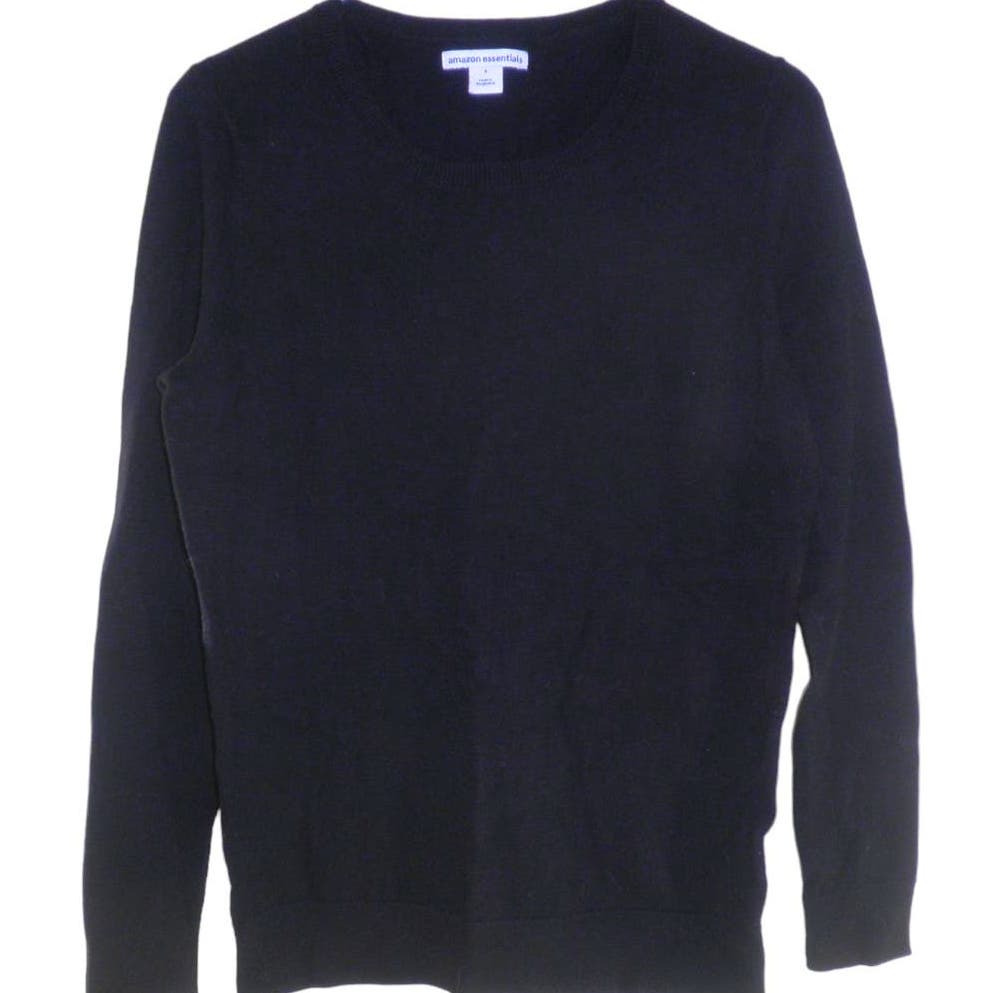 Long-Sleeve Lightweight Crewneck Sweater, Black, Small