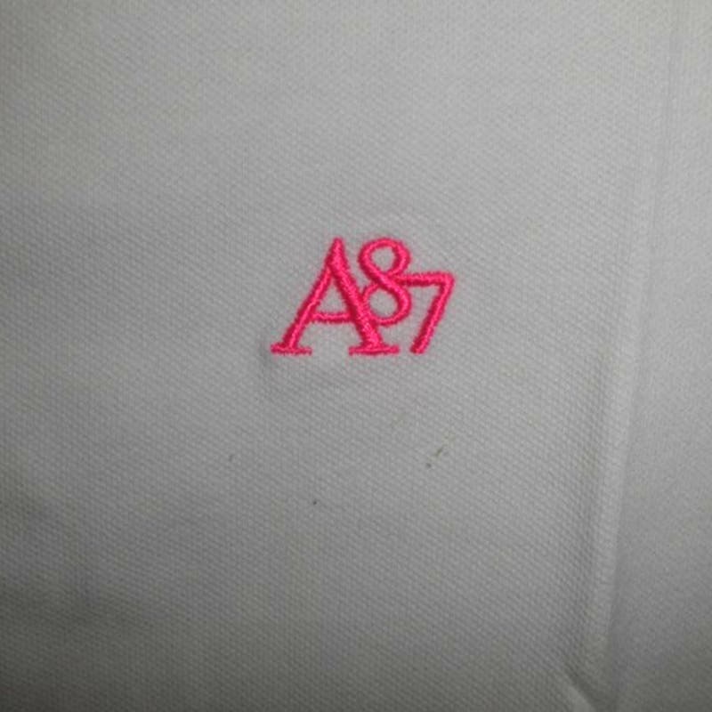 Aeropostale Men's Large Polo Shirt, White, Embroidered Logo in Pink