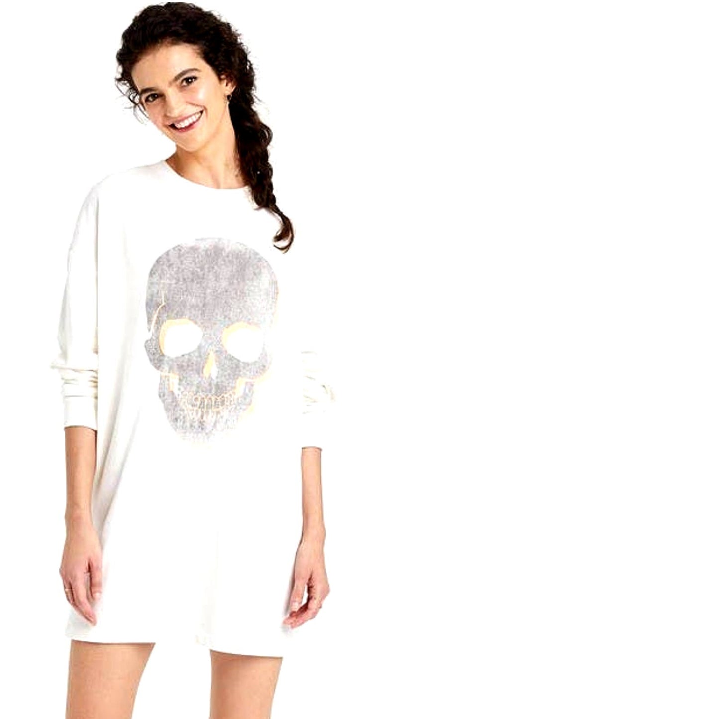 Grayson Threads Women's LRG Skull Crew Neck Long Sleeve Graphic Sweatshirt Dress
