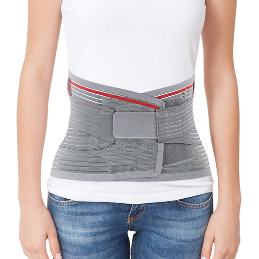 ORTONYX Lumbar Support Belt, Gray& Red, XL/XXL 39.7"-47.6" (High Waist Circ.)