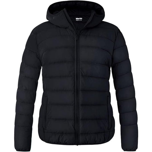 Black 5X Plus Size Warm Winter Parka Puffy Bubble Coat Waterproof Hooded Jacket