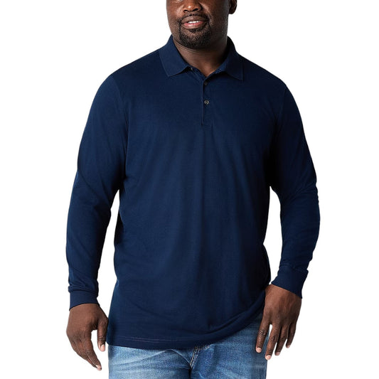 St. John's Bay Big and Tall Regular Fit Long Sleeve Polo Shirt, Sig Blue, 3XL