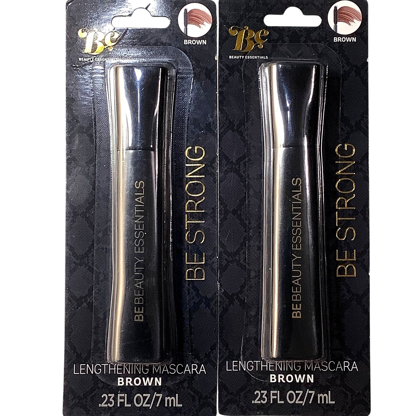 2-PK Beauty Essentials Lengthening Mascara, Brown, .23 Fl.Oz. / 7mL Each