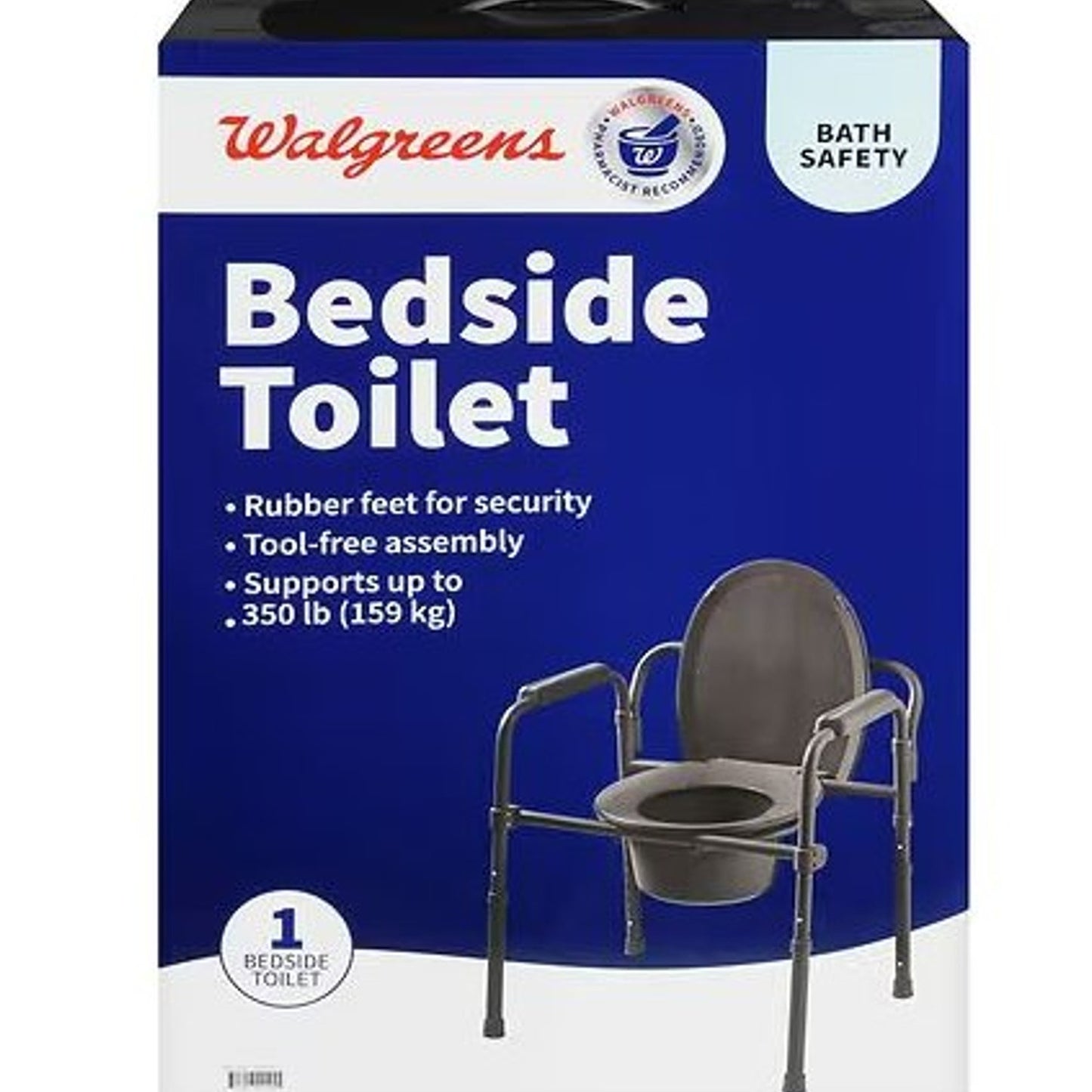 Bedside Commode Chair - HD Raised Toilet Seat w/ Handles, Supports up to 350 Lb