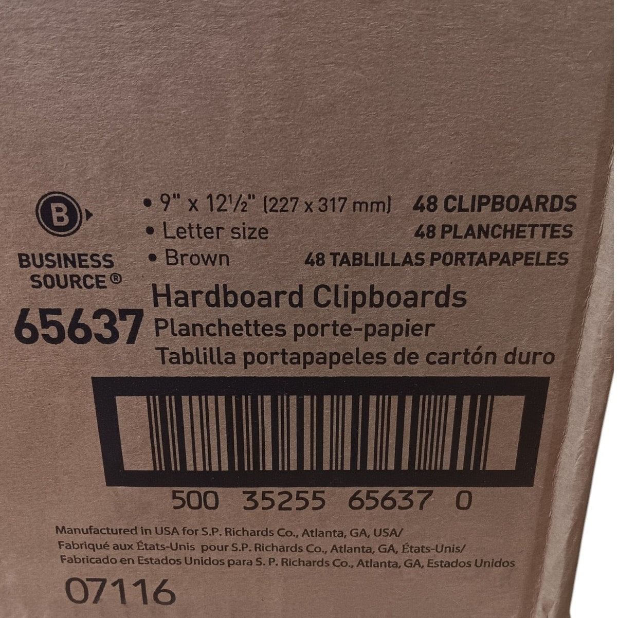 48 Count - Business Source Hardboard Clipboards 9" x 12 1/2" - Hardboard - Brown