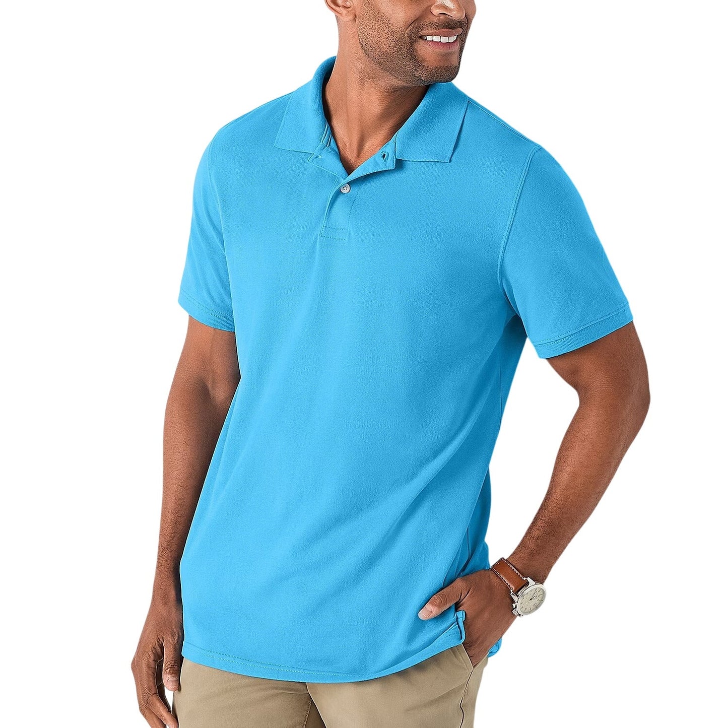 St. John's Bay Big &Tall Mens Regular Fit S/S Polo Shirt, Azure Blue, 2XLT