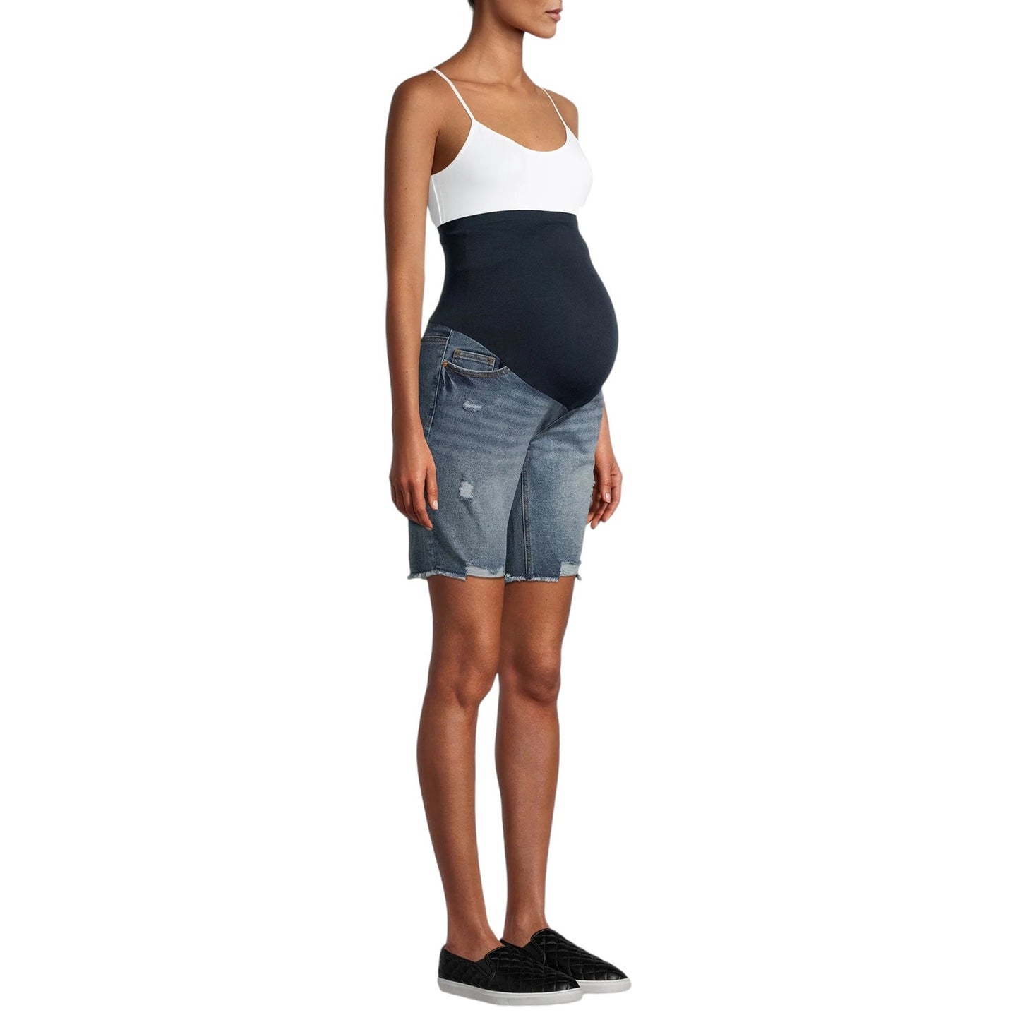 Maternity Time and Tru Bermuda Shorts w/ Full Panel, Distressed L/XL (16-18)