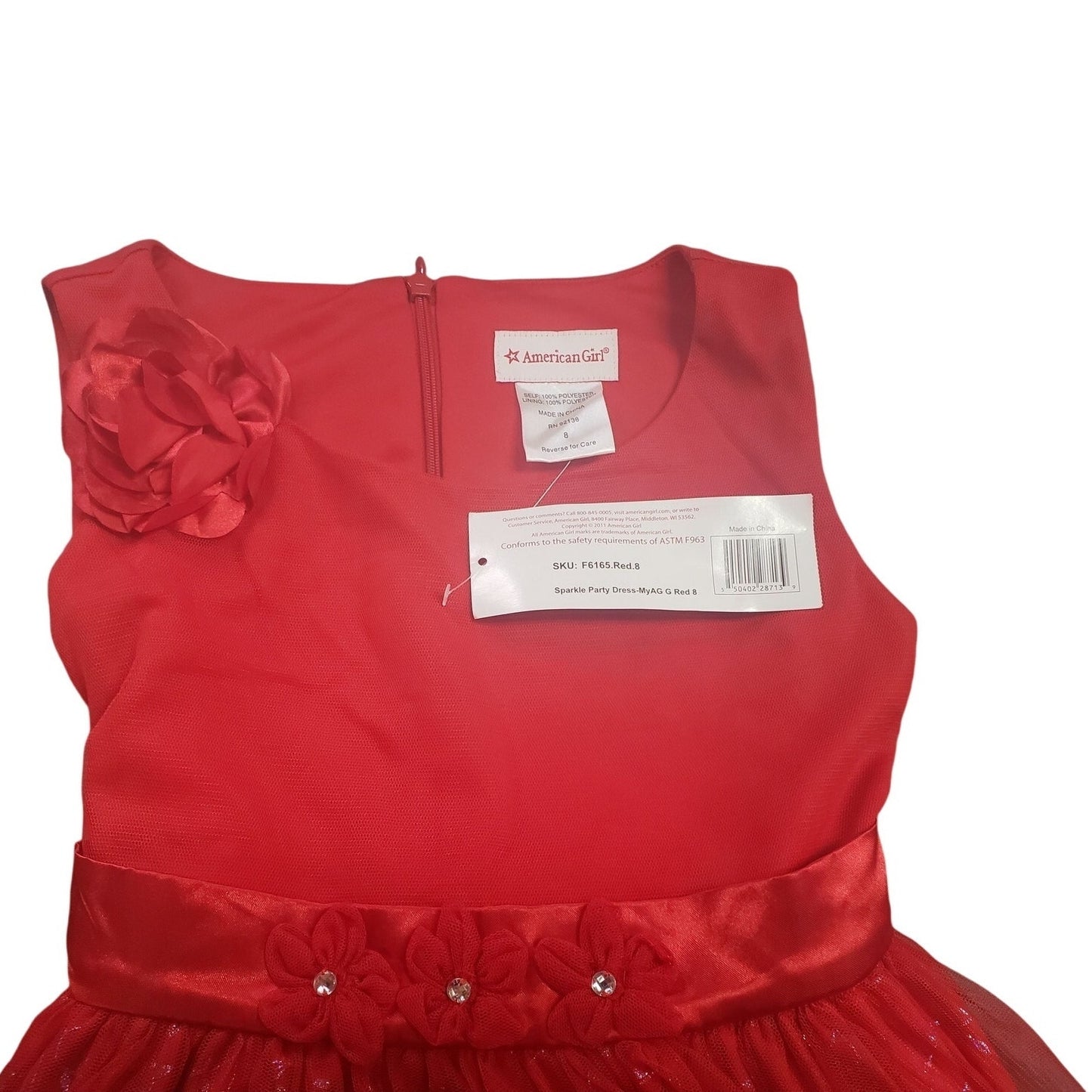 American Girl, Sparkling Twinkle Party Dress, Red, Size 8 , NWT