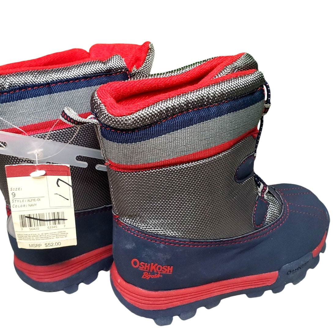 OshKosh B’gosh Toddler Slip-On Combat Winter Boots, Blue/Silver/Red Size 9