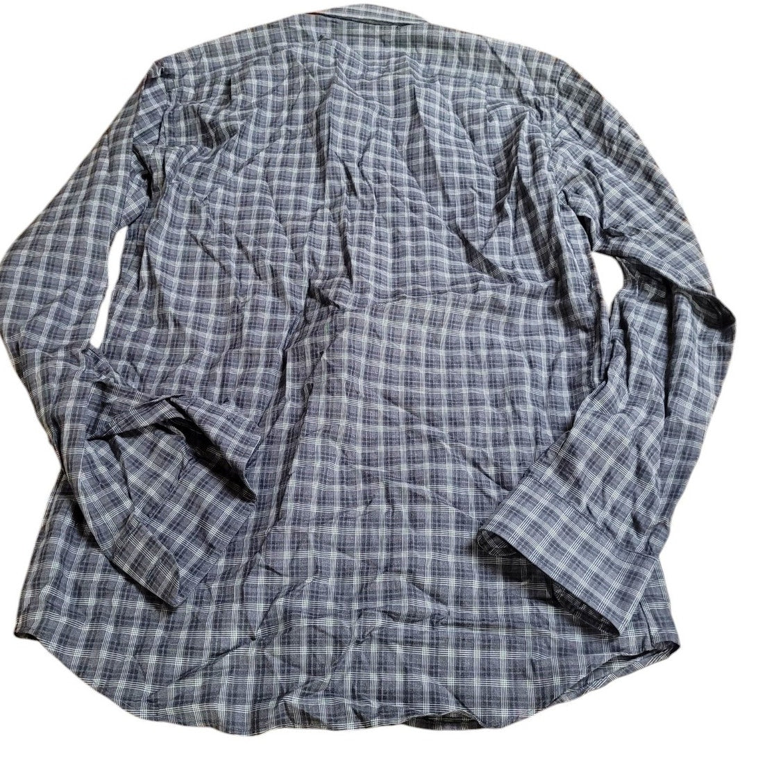 Ralph Lauren, Made in Italy, Plaid Gray Button Down Shirt, Gray, Medium