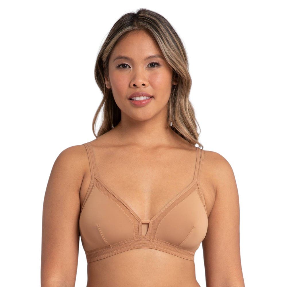 All.You.LIVELY Women's Mesh Trim Bralette - Warm Oak, Small (32C 32D 34A 34B)