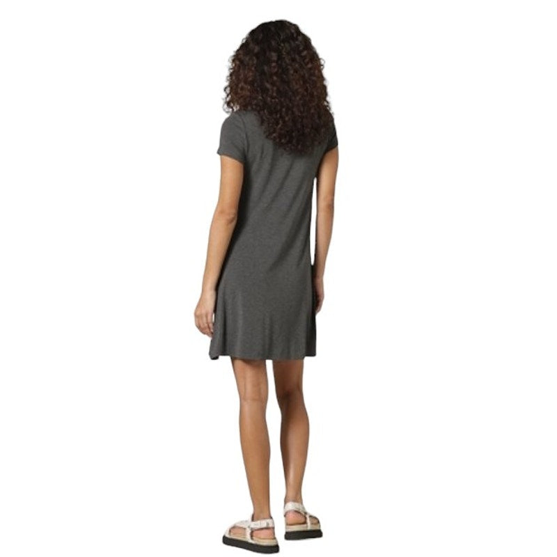 Women's Short-Sleeve Scoop Neck A-Line Swing Dress, Charcoal Heather, X-Small