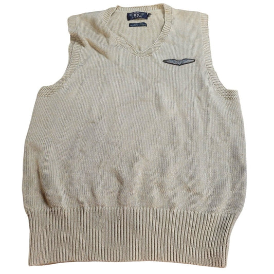 Ralph Lauren RRL Collection Men's Cotton V-Neck Sweater Vest, Cream, Med.