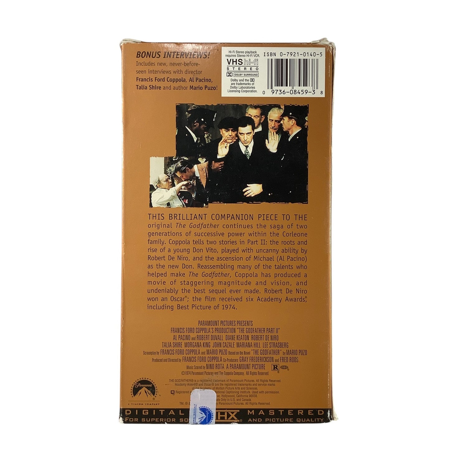 The Godfather Part II (1974 VHS, 2-Tape Set) Al Pacino, Robert De Niro, Coppola