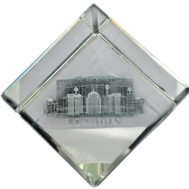 Vintage Paperweight - ALADDIN HOTEL Casino in Las Vegas, NV, 3-D Laser Cut Glass