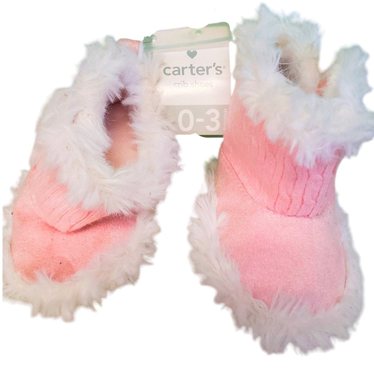 CARTER'S Baby Girls' Size 0-3 Months Pink Winter Sweater Booties, NWT