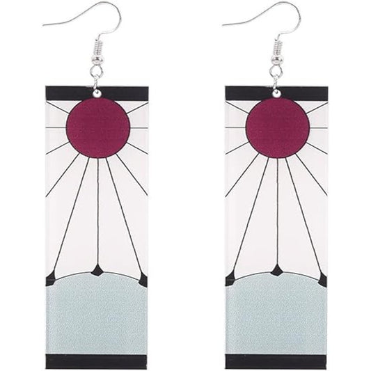 Anime Hanafuda Earrings Kamado Tanjiro Earrings Kimetsu No Yaiba Cosplay