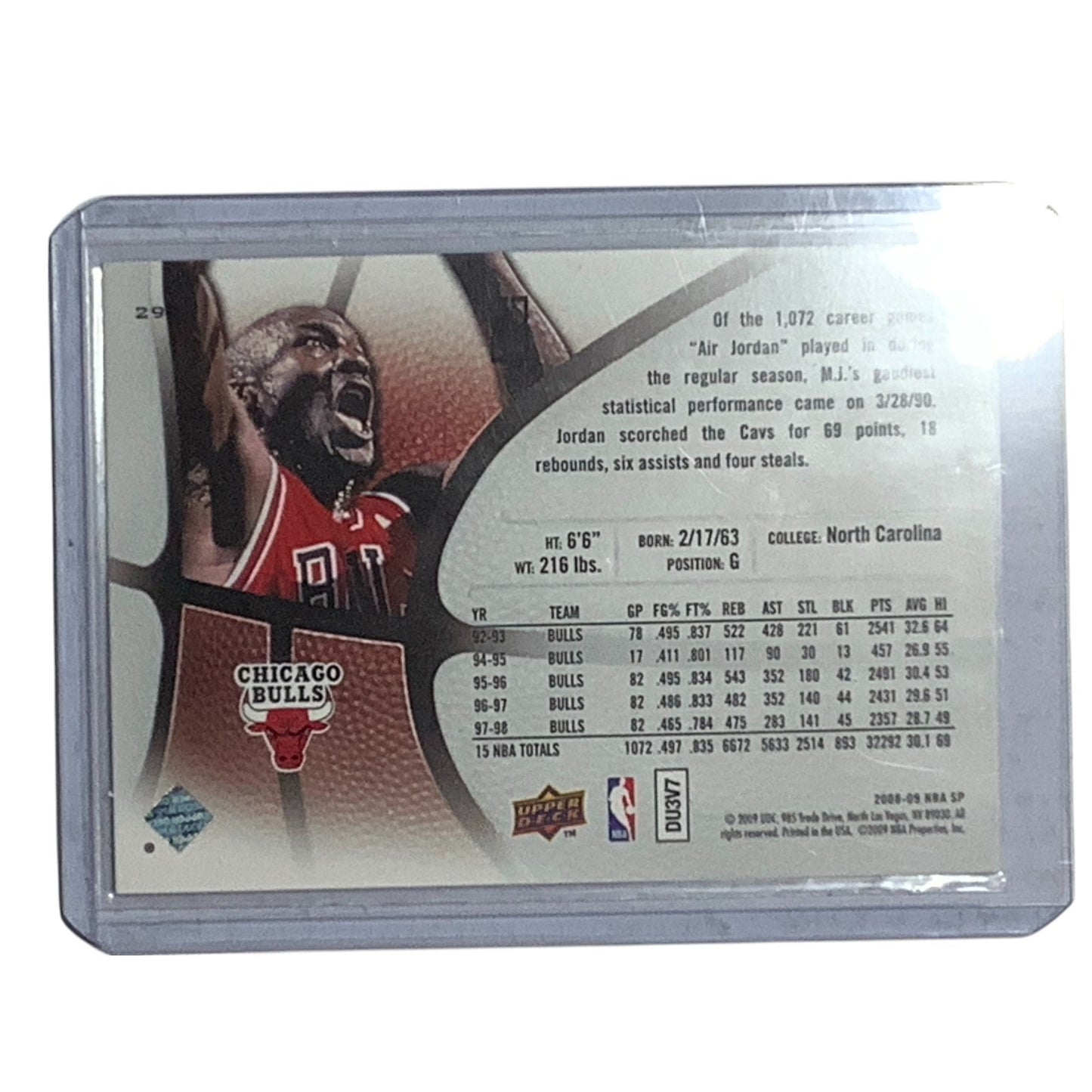 2009 Michael Jordan, Upper Deck SP Authentic Red Parallel, Card #29, NM 9.4