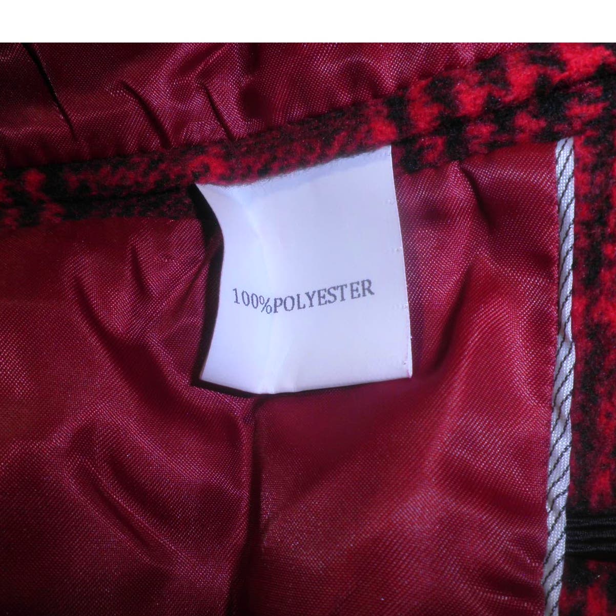 Men's 2XL Red Plaid Pea Coat, Wool/Poly Blend, Notched Collar w/ Black Scarf