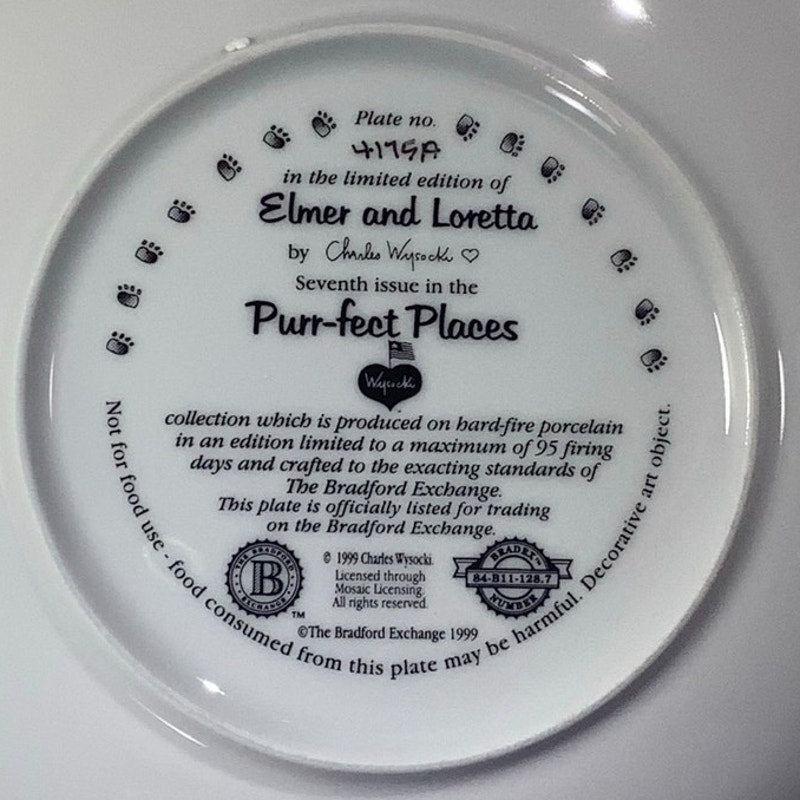 Collector's Plate: Elmer and Loretta, Purr-fect Places, C. Wysocki, BradEx 1999