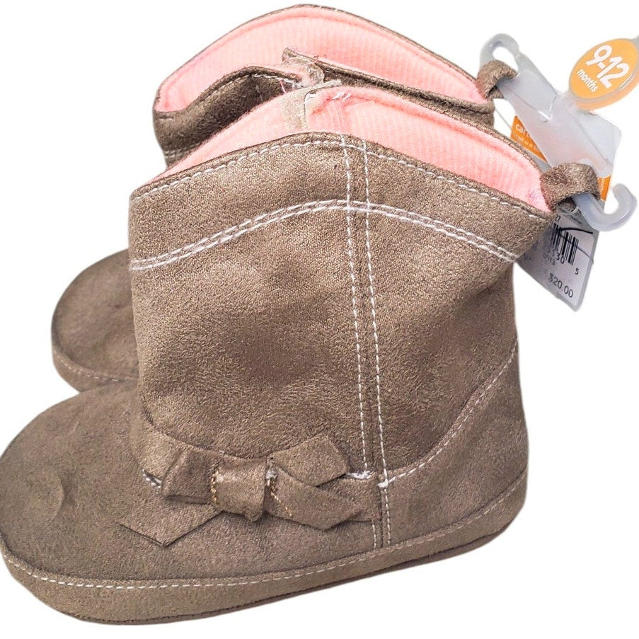 CARTER'S Baby Girls' Size 9-12 Months Tan w/ Peach Interior Boots, 9-12M, NWT