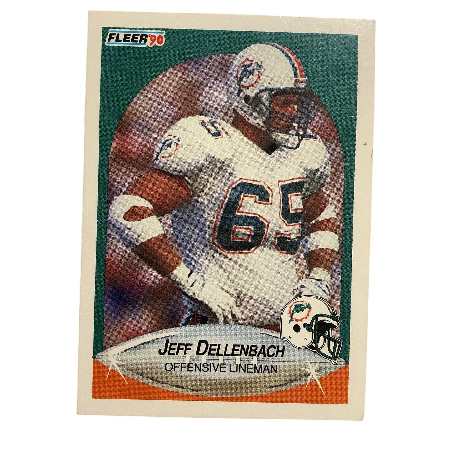 Jeff Dellenbach, Miami Dolphins, 1990 Fleer NFL Card 238, EXC