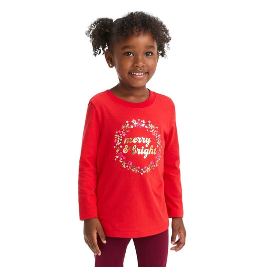 Toddler 'Merry & Bright' Long Sleeve T-Shirt - Cat & Jack Red 2T