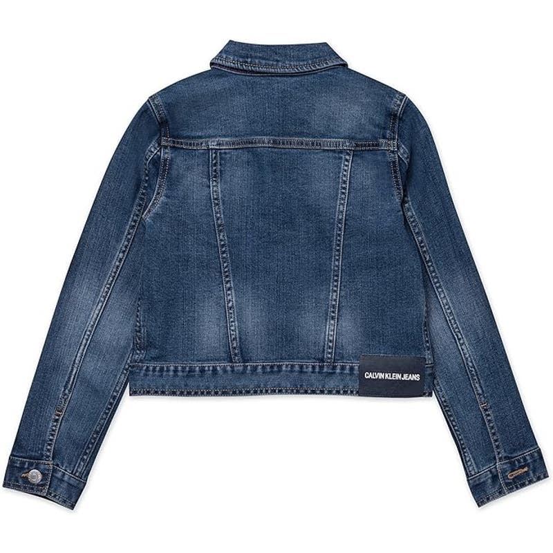 Calvin Klein Girls' Basic Jean Jacket, Stretch Denim. Button Closure, L (12/14)