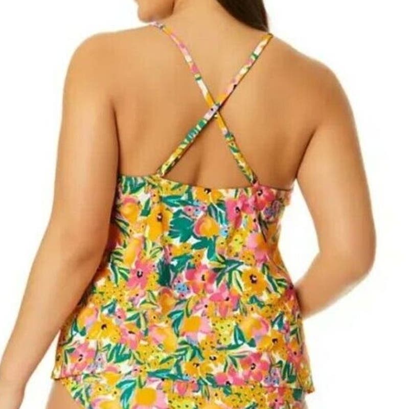 Anne Cole LTD Edition XS Swim Pullover Triangle Tankini Top (Sunshine Floral)