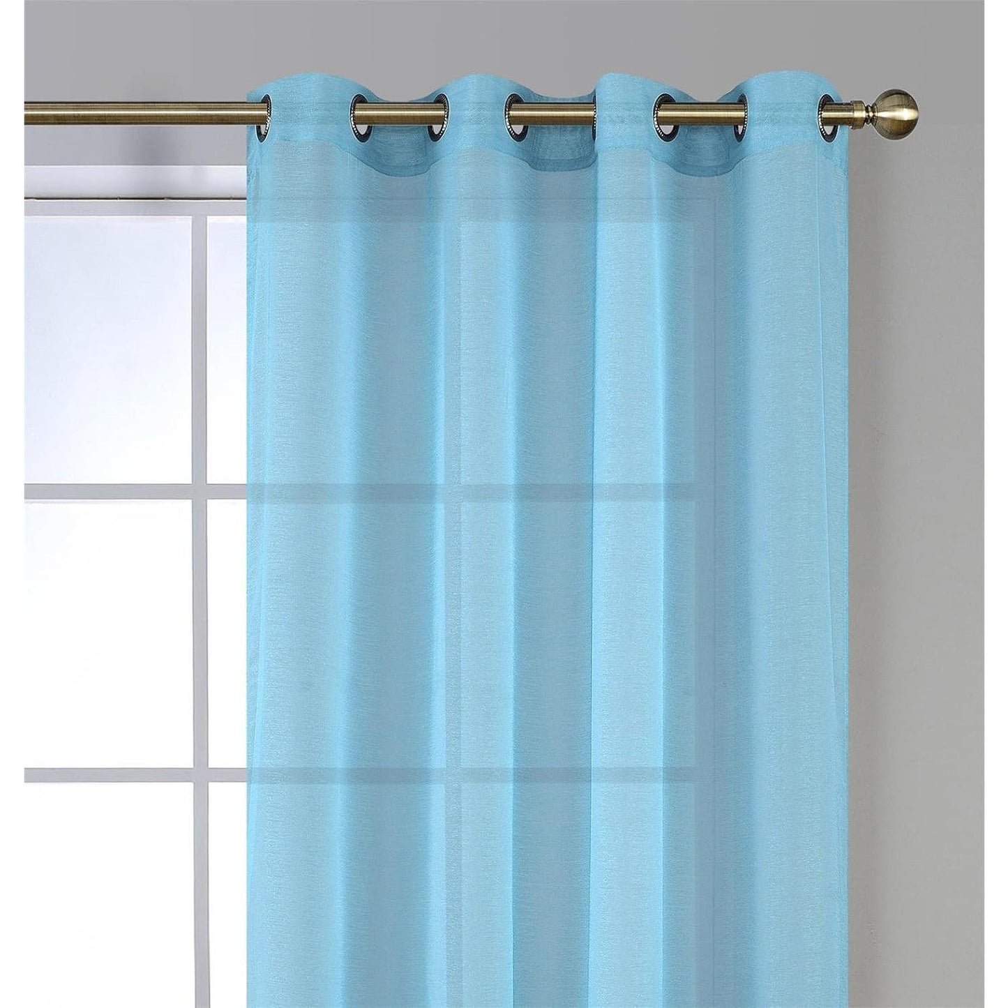 Turquoise Weave Sheer Curtains, 2 Panels @ 52"W x 84"L