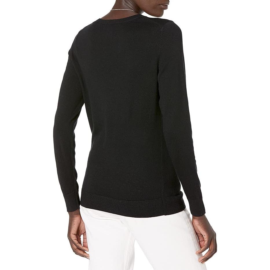 Long-Sleeve Lightweight Crewneck Sweater, Black, Small