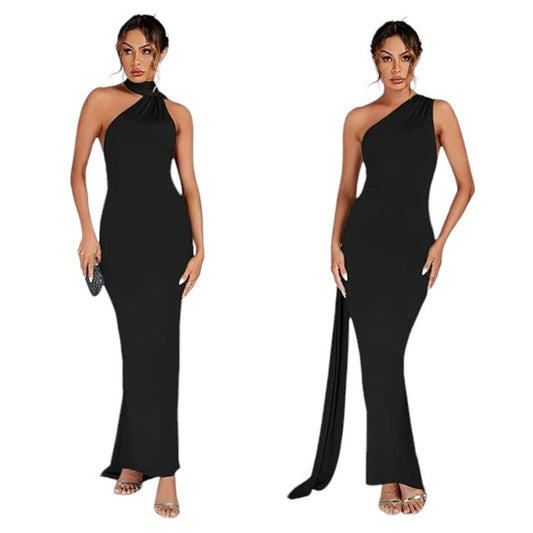 Abyovrt Women Sexy Backless Dress Bodycon Sleeveless Open Back Maxi Dress Going Out Elegant Party Cocktail Long Dress, Black, S, NWT