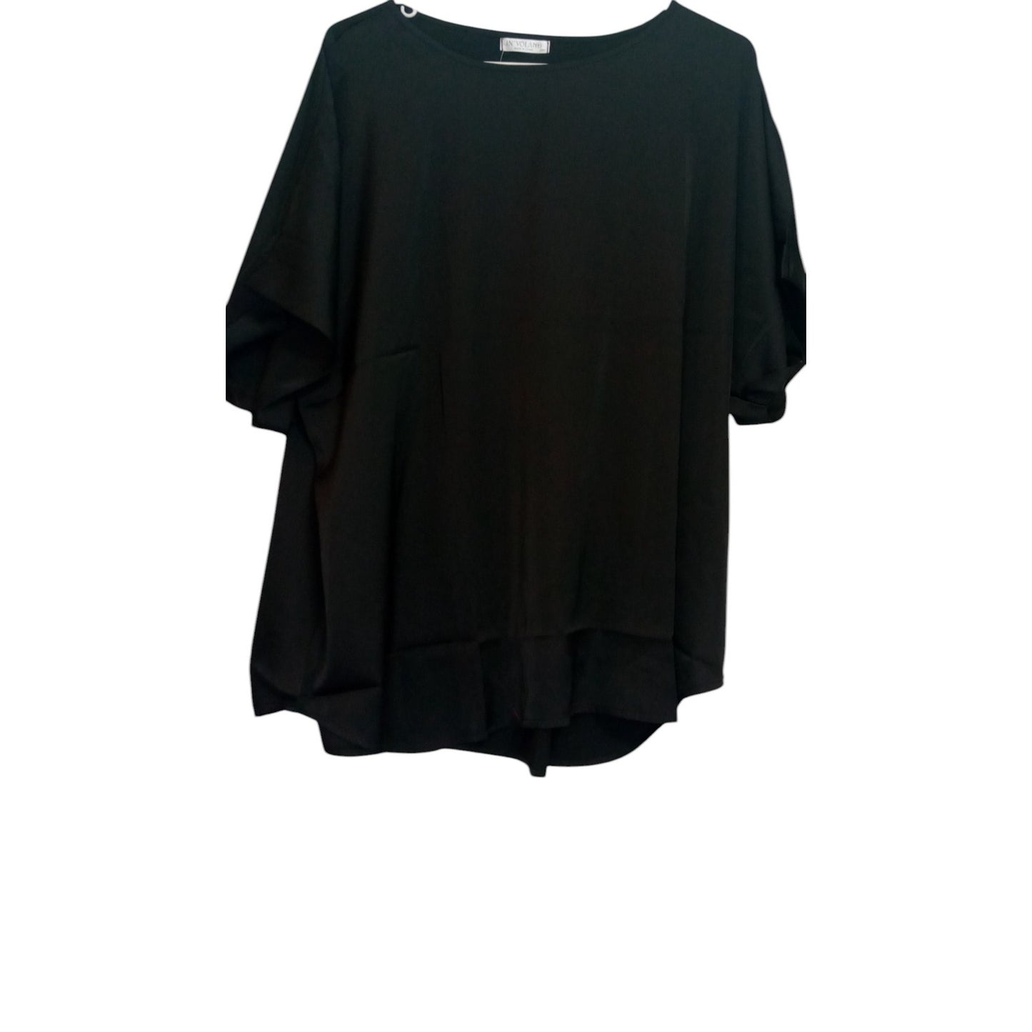 IN'VOLAND Women's Short Sleeve Loose Semi Sheer Blouse Tunic, Black, 22W