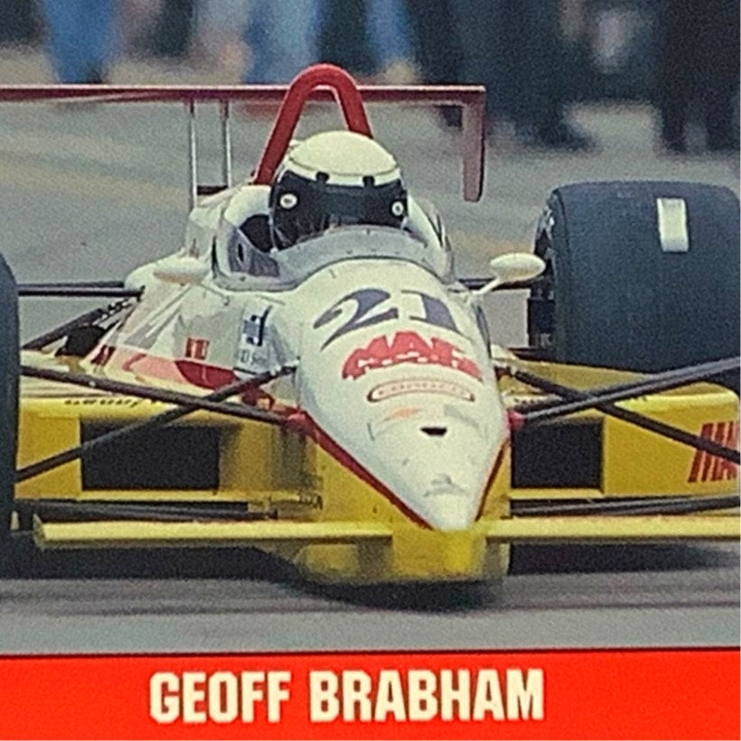 Geoff Brabham 20th Place at Indy, 1991 Action, 1992 Legends of Indy Card 21, NM+