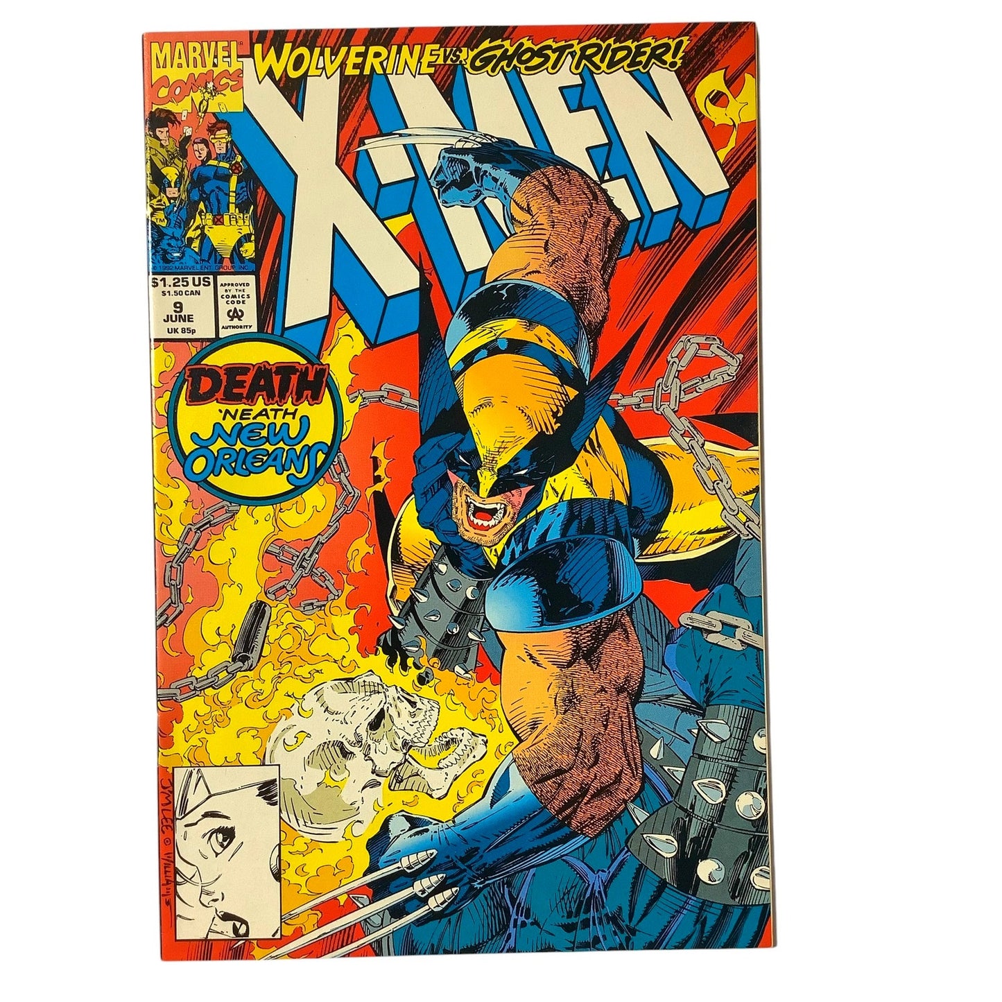 Marvel's X-Men #9, Wolverine vs. Ghost Rider, June 1992, VF/NM 9.0