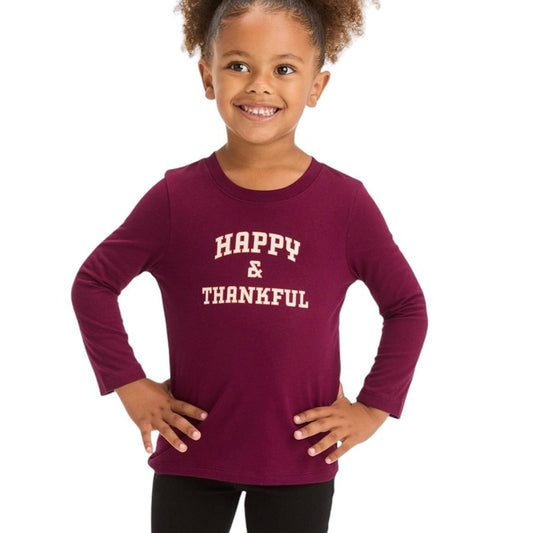 Toddler 'Happy & Thankful' Long Sleeve T-Shirt - Cat & Jack, Burgundy 4T