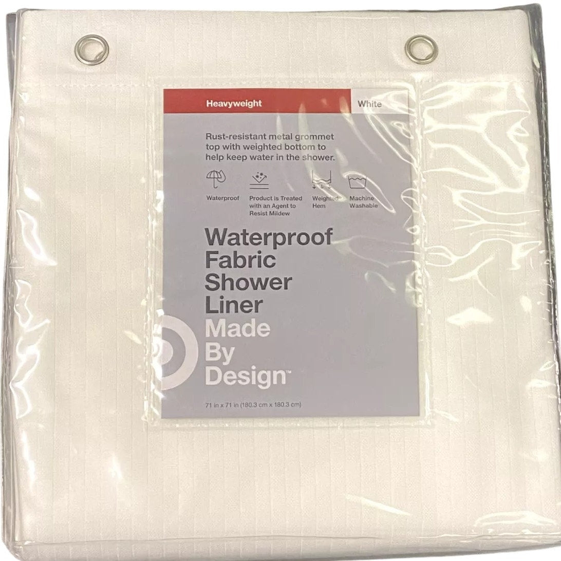 Waterproof Fabric Heavy Weight Shower Liner White 71" x 71" - Made by Design